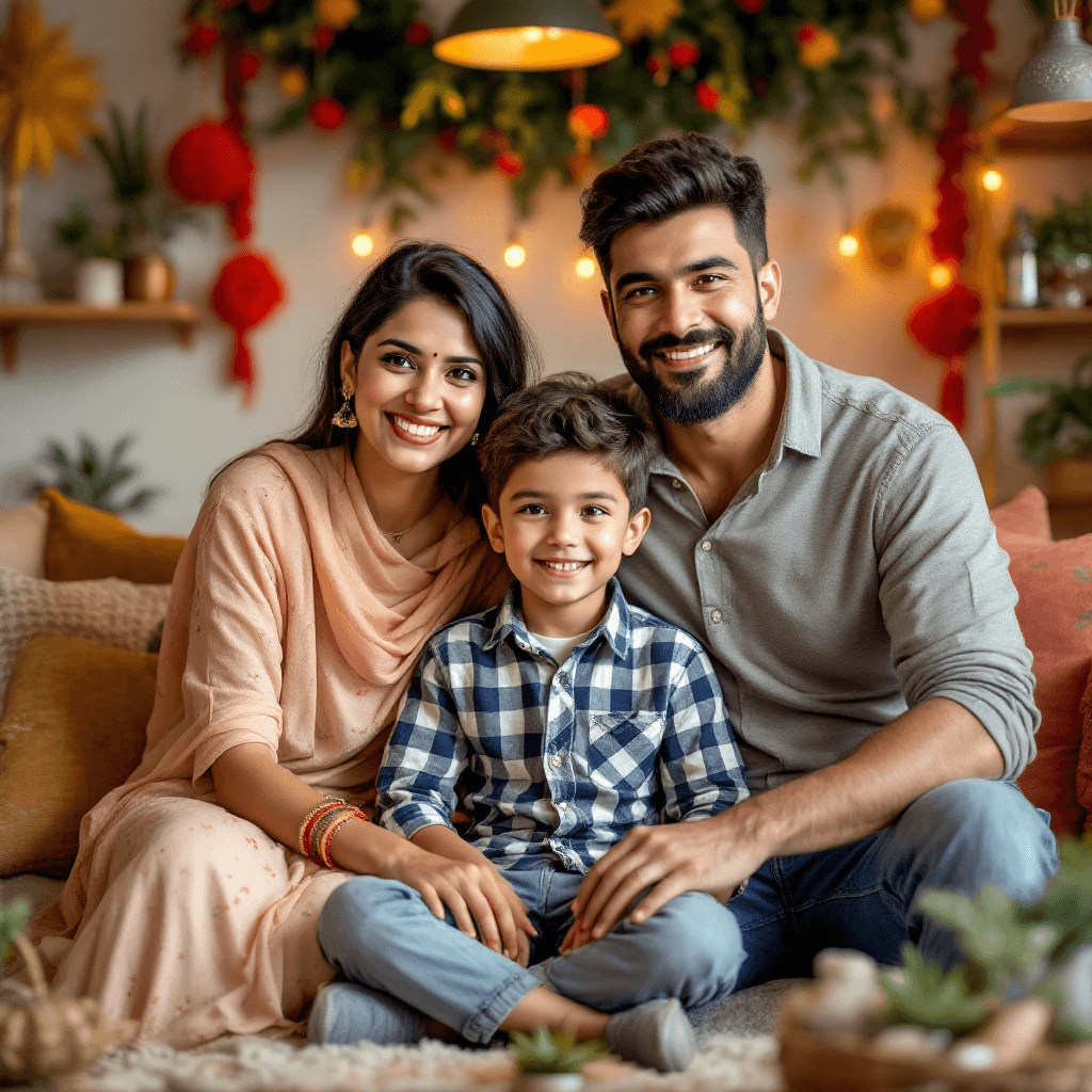 The family photo behind Aarav Turns Six!