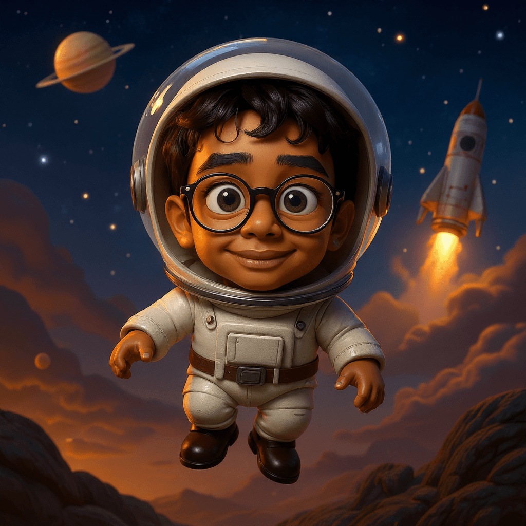 space-boy as a storybook character